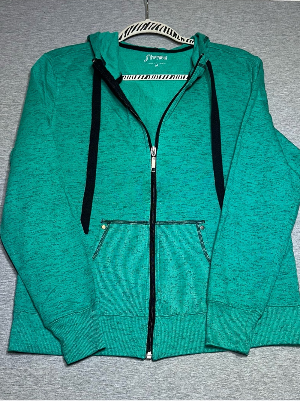 Silverwear Active full zip-front Athleisure Heather green Gorpcore Size M